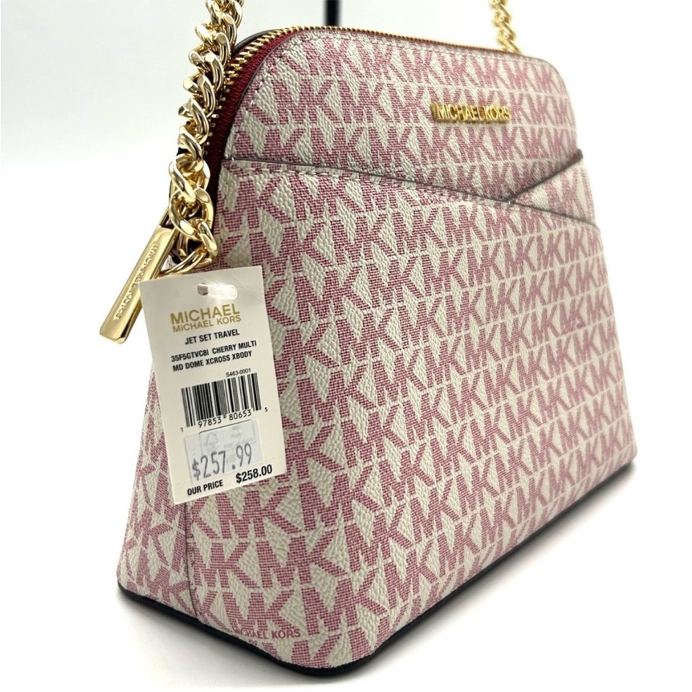 Michael Kors Medium Dome Jet Set Travel Xbody Bag Cherry Multi - Picture 4 of 10